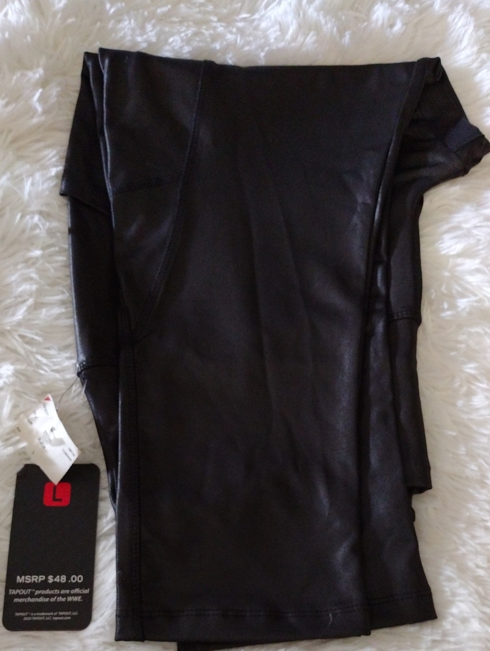 Black Women’s Leggings - Classic Faux Leather Tap out Brand
